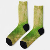 Eerie Green Yellow Abstract Design Wasserfarben-Lo Socken (Linkes Detail)