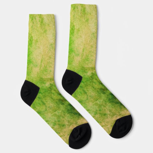 Eerie Green Yellow Abstract Design Wasserfarben-Lo Socken (Rechts)