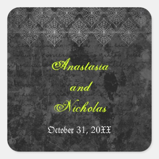 Eerie Halloween Hochzeitsticker Quadratischer Aufkleber (Vorderseite)