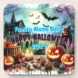 Eerie Halloween Night Watercolor Getränkeuntersetzer