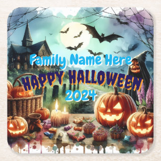 Eerie Halloween Night Watercolor Rechteckiger Pappuntersetzer