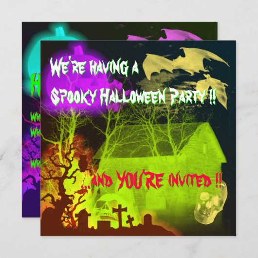 Eerie Halloween Spuk Stall - Sei tapfer Einladung (Vorne/Hinten)