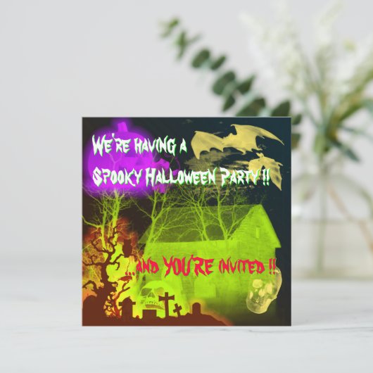 Eerie Halloween Spuk Stall - Sei tapfer Einladung (Stehend Vorderseite)