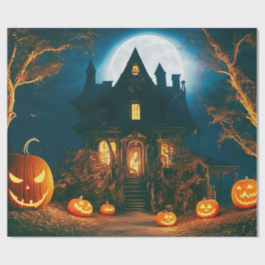 Eerie Illuminations: Bezaubernd Jack-o'-Lantern Geschenkpapier (Flach)