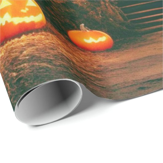 Eerie Illuminations: Bezaubernd Jack-o'-Lantern Geschenkpapier (Rolleneckpunkt)