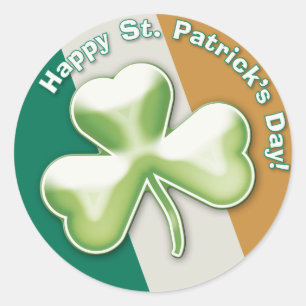 Eerie Kleeblatt: Happy St. Patrick's Day! - Aufkle Runder Aufkleber