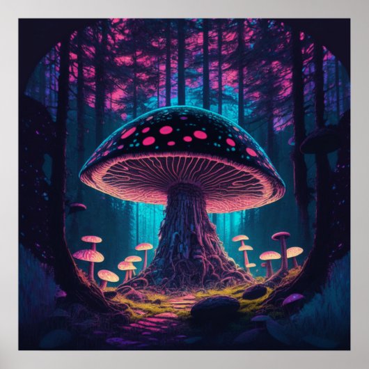 Eerie Magical Giant Toadstol im Wald Poster (Vorne)