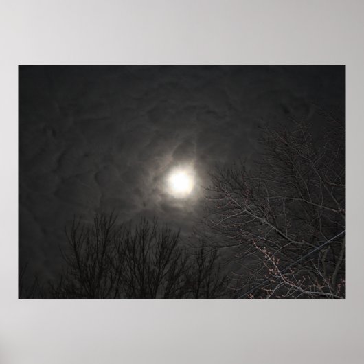 Eerie Moon in Clouds Poster (Vorne)