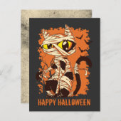 Eerie Mummy Cat Happy Halloween Postkarte (Vorne/Hinten)