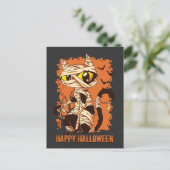 Eerie Mummy Cat Happy Halloween Postkarte (Stehend Vorderseite)