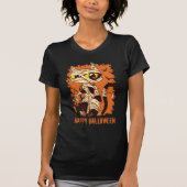 Eerie Mummy Cat Happy Halloween T-Shirt (Vorderseite)
