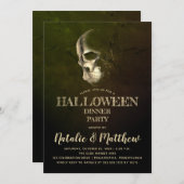Eerie Night Skull Halloween Abendessen Party Einla Einladung (Vorne/Hinten)