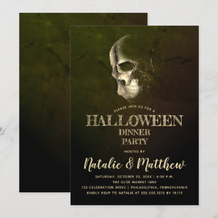Eerie Night Skull Halloween Abendessen Party Einla Einladung
