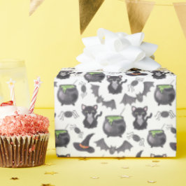 Eerie Night Spooky Hexenkatze Halloween Muster Geschenkpapier