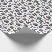 Eerie Night Spooky Hexenkatze Halloween Muster Geschenkpapier (Ecke)