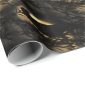 Eerie Raven Silhouette gegen den blühenden Mond Geschenkpapier (Rolleneckpunkt)