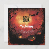 Eerie Red Halloween-Party - Glühender Mond und Jac Einladung (Rückseite)