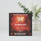 Eerie Red Halloween-Party - Glühender Mond und Jac Einladung (Stehend Vorderseite)