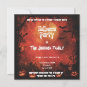 Eerie Red Halloween-Party - Glühender Mond und Jac Einladung (Vorderseite)