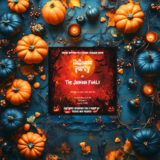 Eerie Red Halloween-Party - Glühender Mond und Jac Einladung