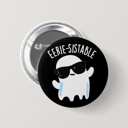 Eerie-resistent Funny Ghost Pun Dark BG Button (Vorne & Hinten)