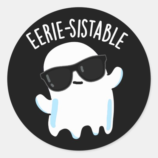 Eerie-resistent Funny Ghost Pun Dark BG Runder Aufkleber (Vorderseite)