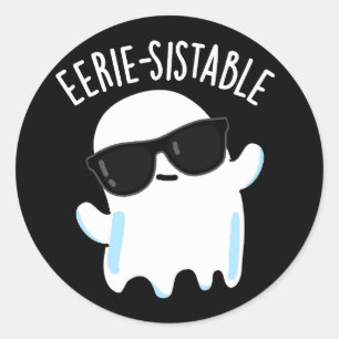 Eerie-resistent Funny Ghost Pun Dark BG Runder Aufkleber