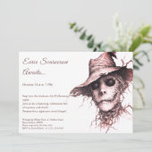 Eerie Scarecrow Halloween Einladung Black & White (Stehend Vorderseite)