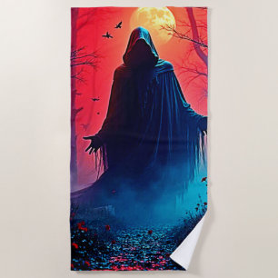 Eerie Shadow in Crimson Woods Design Strandtuch