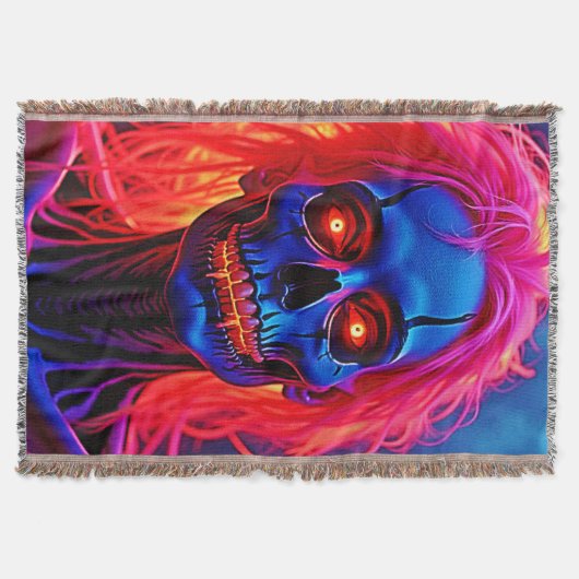 Eerie Skeleton mit rosa Haarentwerfen Decke (Vorderseite)