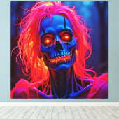 Eerie Skeleton mit rosa Haarentwerfen Leinwanddruck (Insitu (Holzboden))