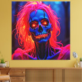Eerie Skeleton mit rosa Haarentwerfen Leinwanddruck (Insitu (Wohnzimmer))