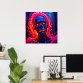 Eerie Skeleton mit rosa Haarentwerfen Poster (Heimbüro)