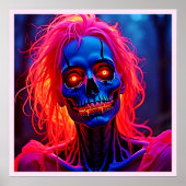 Eerie Skeleton mit rosa Haarentwerfen Poster (Vorne)