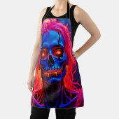 Eerie Skeleton mit rosa Haarentwerfen Schürze (InSitu)