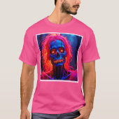 Eerie Skeleton mit rosa Haarentwerfen T-Shirt (Vorderseite)