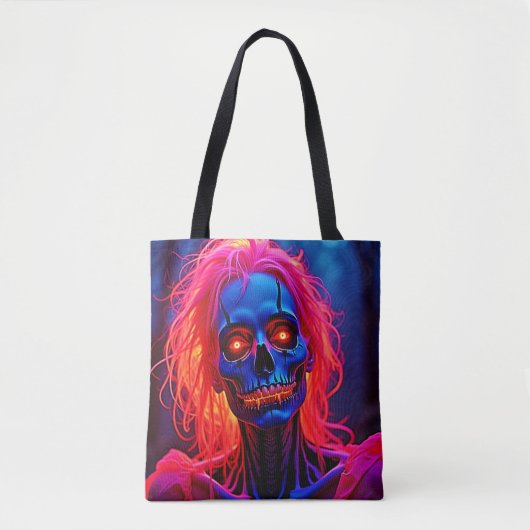 Eerie Skeleton mit rosa Haarentwerfen Tasche (Vorderseite)