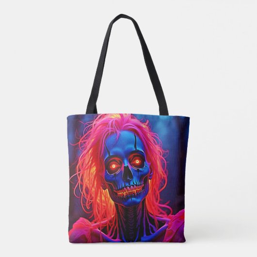 Eerie Skeleton mit rosa Haarentwerfen Tasche (Rückseite)