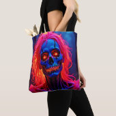 Eerie Skeleton mit rosa Haarentwerfen Tasche (Von Nahem)