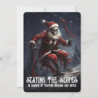 Eerie Skeleton Santa Ski Goth Macabre Weihnachten
