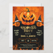 Eerie spooky Hexe Jack-O-Lantern Halloween Einladung (Vorderseite)