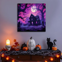 Eerie Spuk Halloween Manor Canvas Print