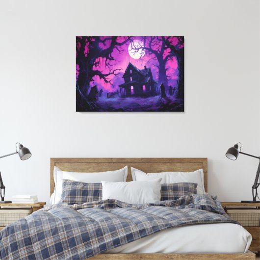 Eerie Spuk Halloween Manor Canvas Print Leinwanddruck (Insitu (Schlafzimmer))