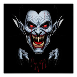 Eerie Vampire Face Glossy Poster