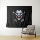 Eerie Vampire Face Tapestry Wandteppich (Beispiel (Horizontal))