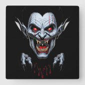 Eerie Vampire Face Wall Clock Quadratische Wanduhr (Vorderseite)