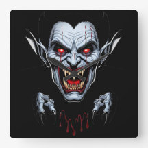 Eerie Vampire Face Wall Clock
