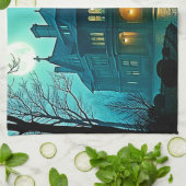 Eerie Viktorianisch Mansion Moonlight Geschirrtuch (Gefaltet)