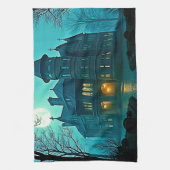 Eerie Viktorianisch Mansion Moonlight Geschirrtuch (Vertikal)