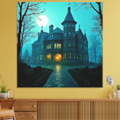 Eerie Viktorianisch Mansion Moonlight Leinwanddruck (Insitu (Wohnzimmer))